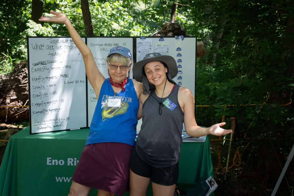 Volunteers at the EEK! booth at the 2023 Festival for the Eno. Photo by Alec Himwich.